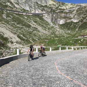 Lance Schultz and Fiona Martin on the St. Gotthard Pass